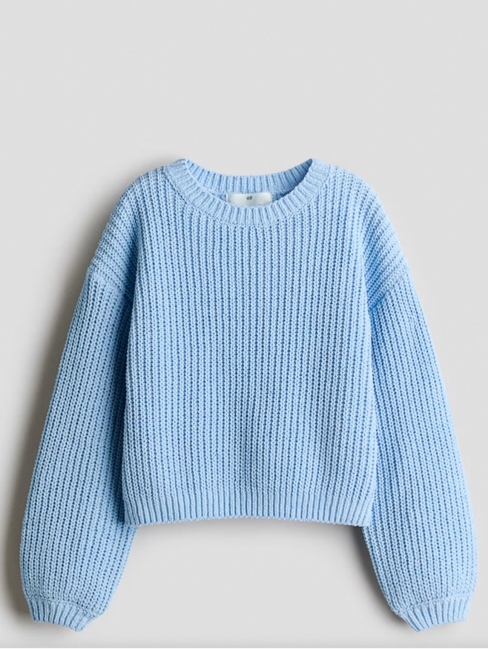 H&M girls blue chenille knit sweater sz 10-12 NWT